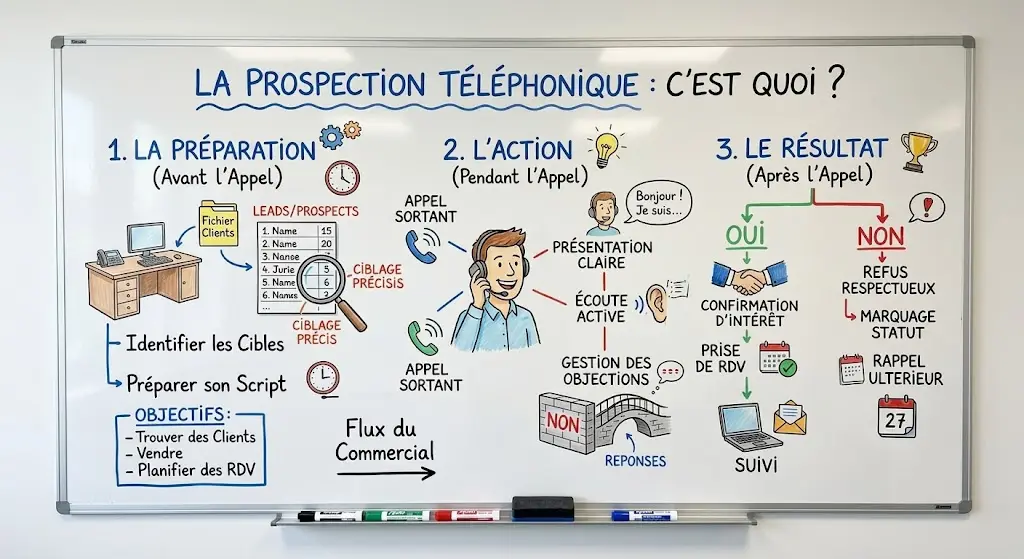 Illustration du principe de la prospection téléphonique